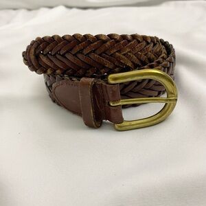 Leather Belt with Brass Buckle